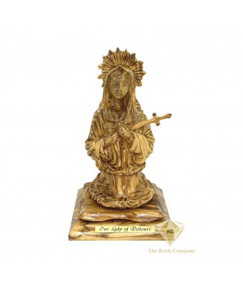 Handmade Olive Wood Statue of Our Lady of Dolours – A Symbol of Love, Compassion, and Sacrifice