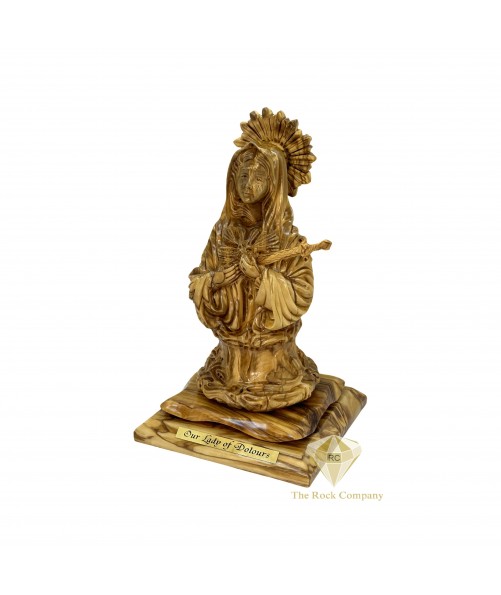 Handmade Olive Wood Statue of Our Lady of Dolours – A Symbol of Love, Compassion, and Sacrifice