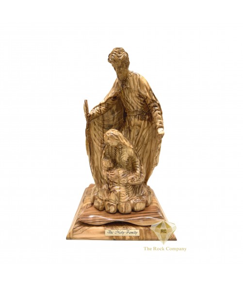 Holy Family Olive Wood Handmade Statue – Beautiful Christian Home Decor