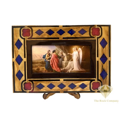 Resurrection Frame Jesus Christ Risen Olive Wood Handmade