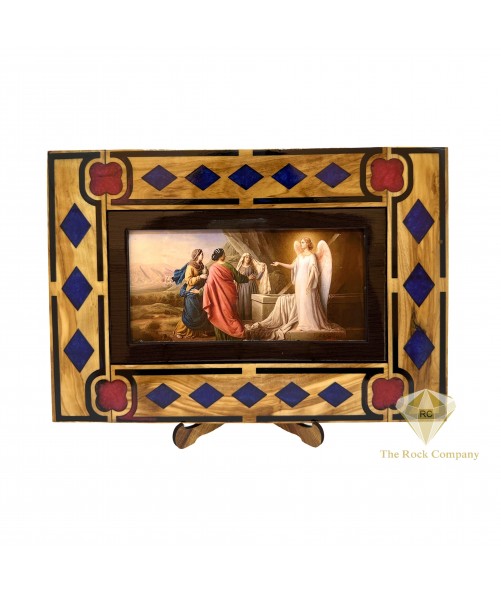 Resurrection Frame Jesus Christ Risen Olive Wood Handmade