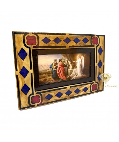 Resurrection Frame Jesus Christ Risen Olive Wood Handmade