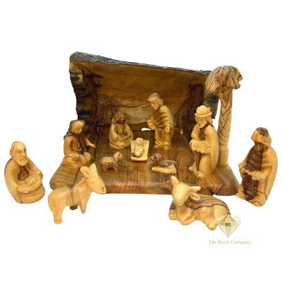 Christmas Nativity Set Creche Olive Wood Hand Carved In Bethlehem Holy Land