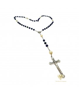 Azurite Stone Rosary Handmade Catholic Prayer Beads | Holy Land Rosary from Jerusalem | Christian Gift for Him & Her | Deep Blue Healing Rosary